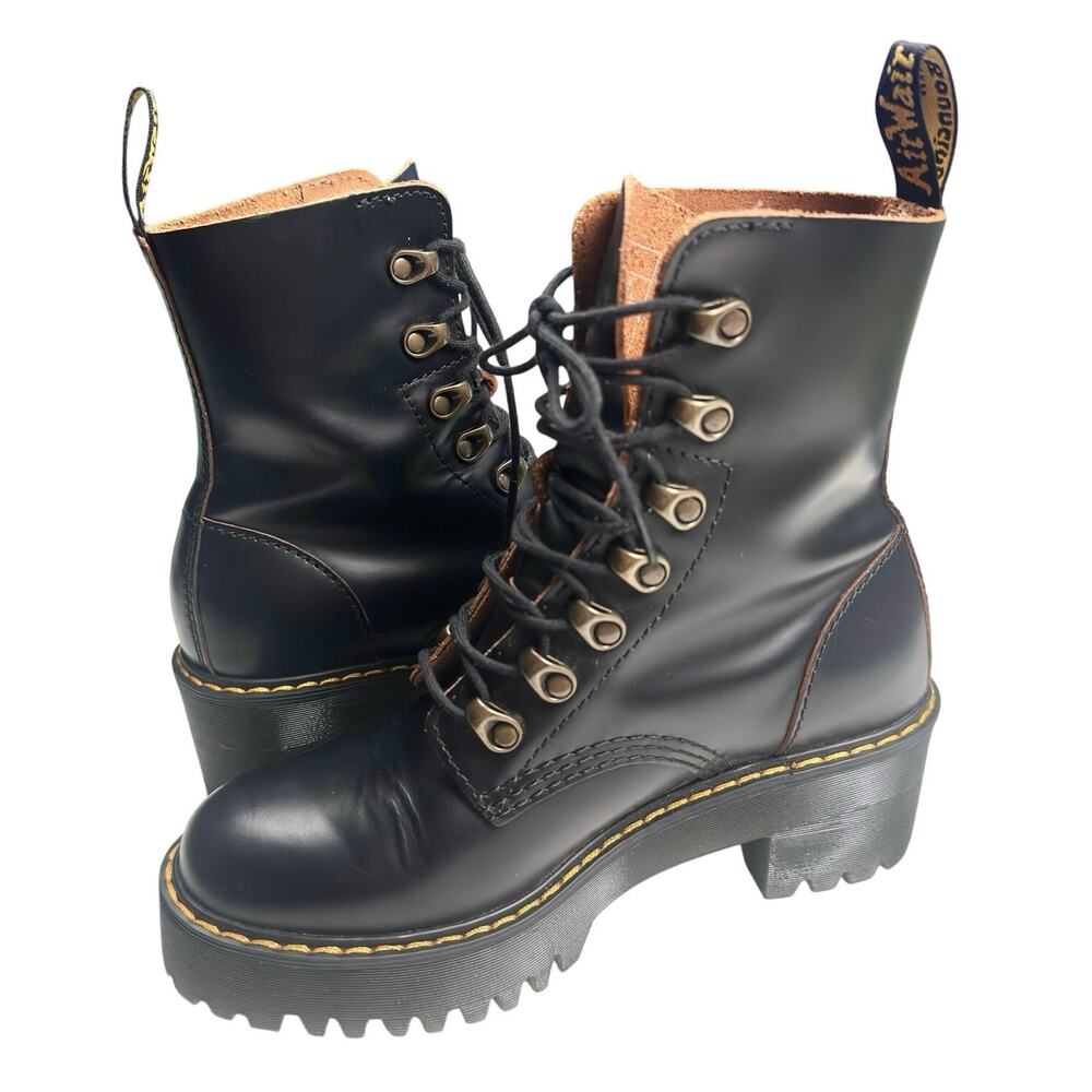 Dr. Martens | Women | Leona Black Vintage Smooth Leather Heeled Boots | Sz 6 - Picture 2 of 16